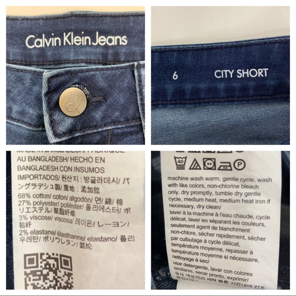 Calvin Klein Jeans City Short Dark Wash Blue Denim Bermuda Jean Shorts Size 6 - Picture 10 of 14
